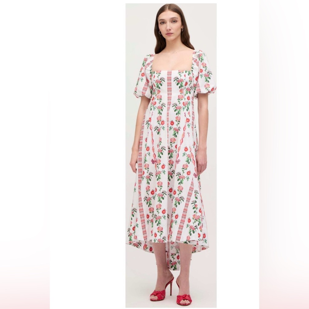 Hillhouse Matilda Dress - Red Shell Vine Stripe Cotton- Small
